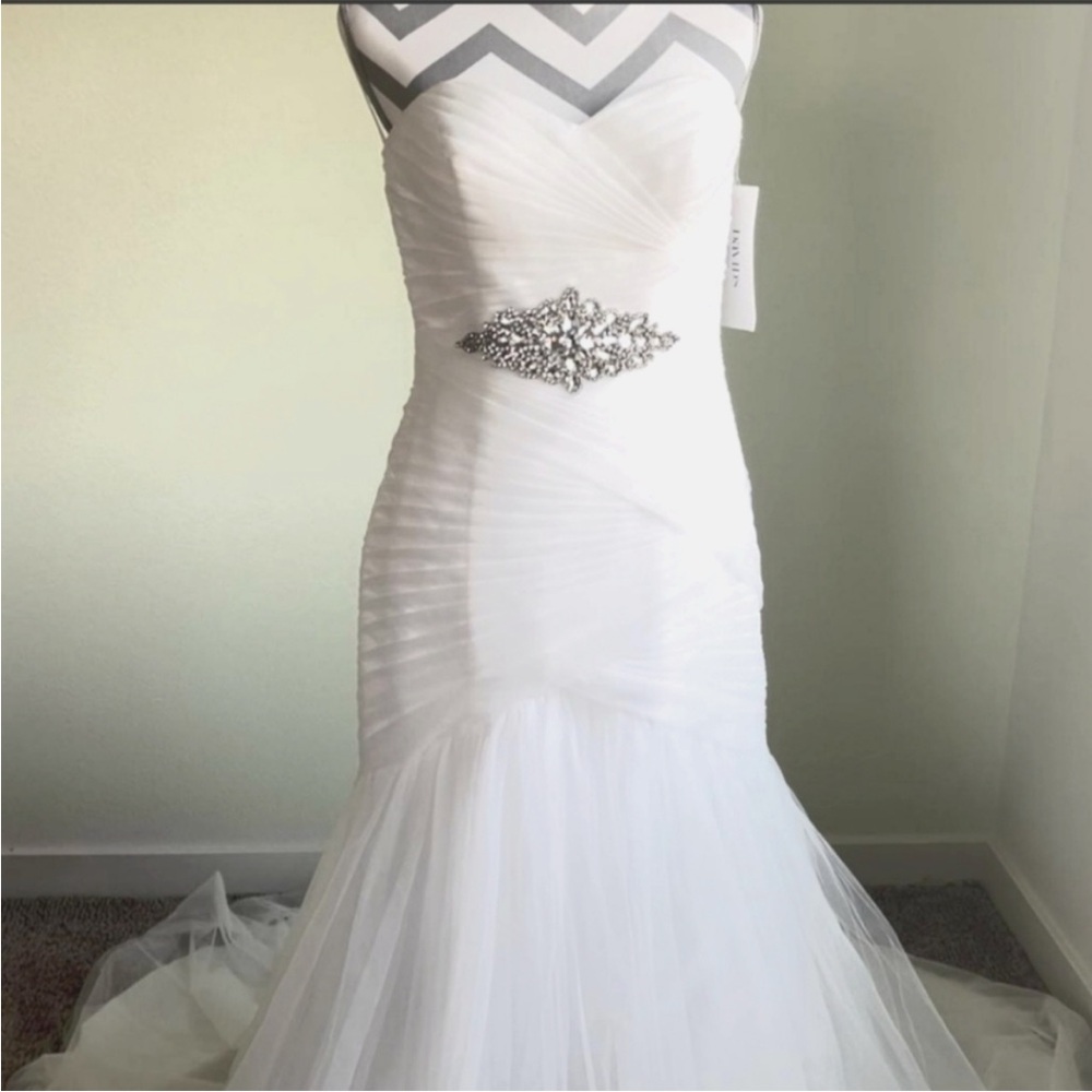 David’s Bridal Mermaid Tulle Ruched Wedding Gown